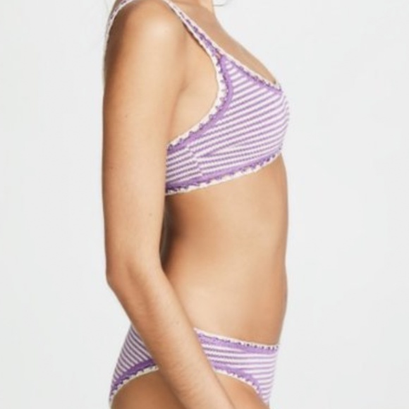 Solid & Striped Dawn Bikini Set In Purple Ivory - Picture 2 of 5